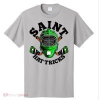 Funny St Patrick's Day Saint Hat Tricks Hockey Player Fan T-Shirt thumb 0