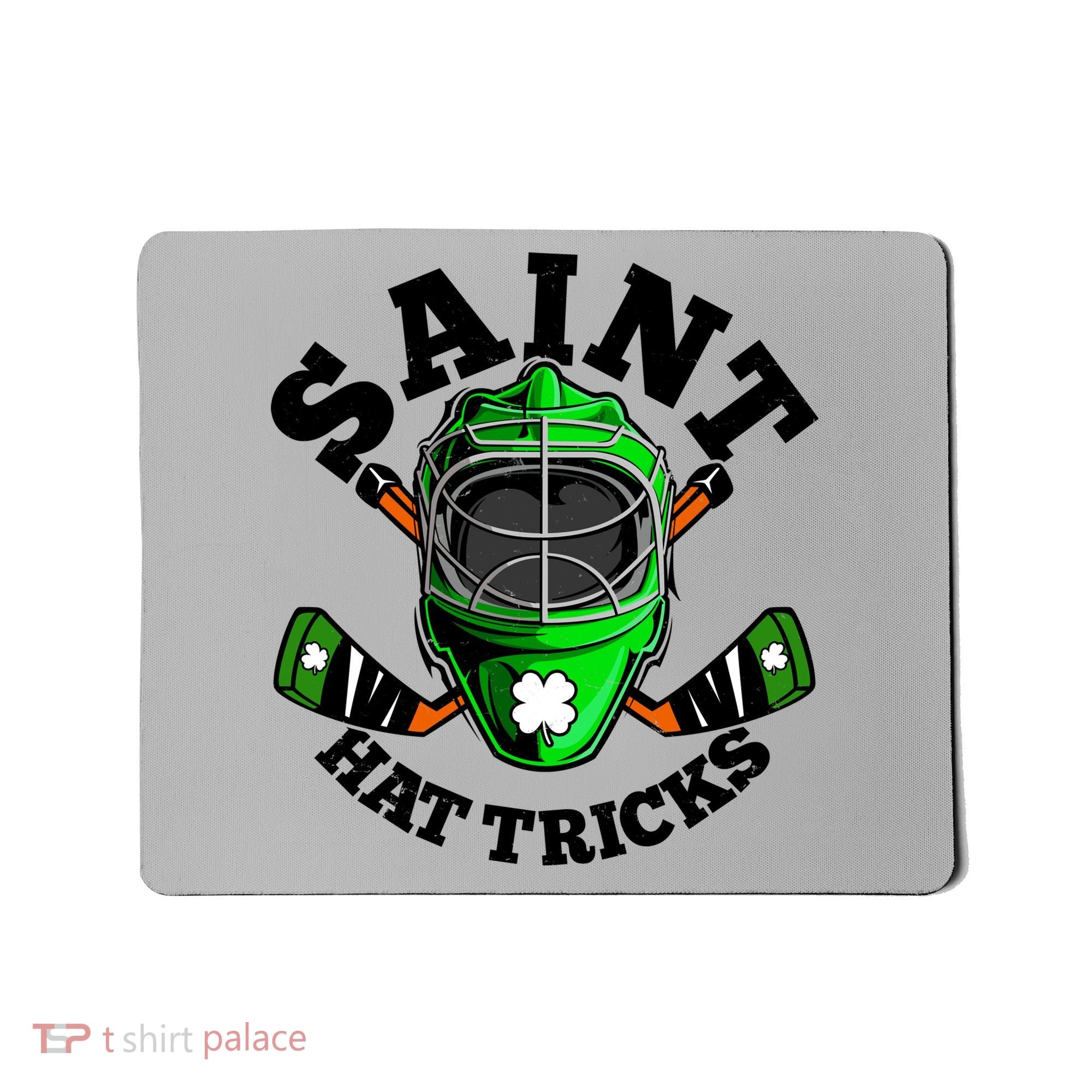 Funny St Patrick's Day Saint Hat Tricks Hockey Player Fan Mousepad
