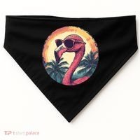 Flamingo Sunglasses Palm Tree Beach USA-Made Doggie Bandana thumb 0