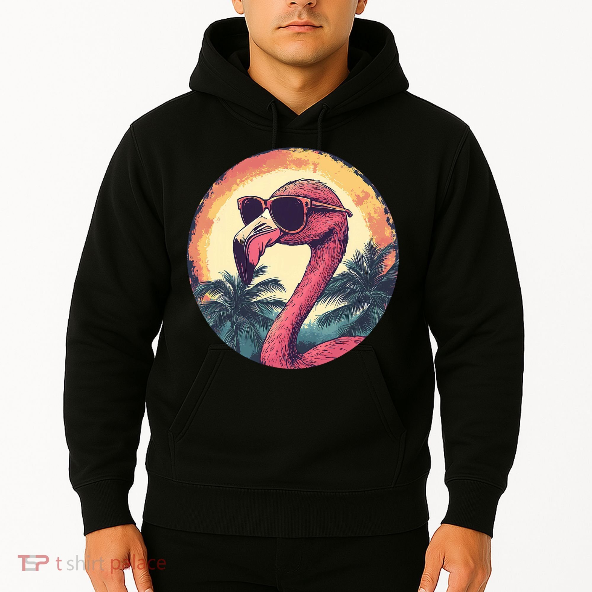 Flamingo Sunglasses Palm Tree Beach Hoodie