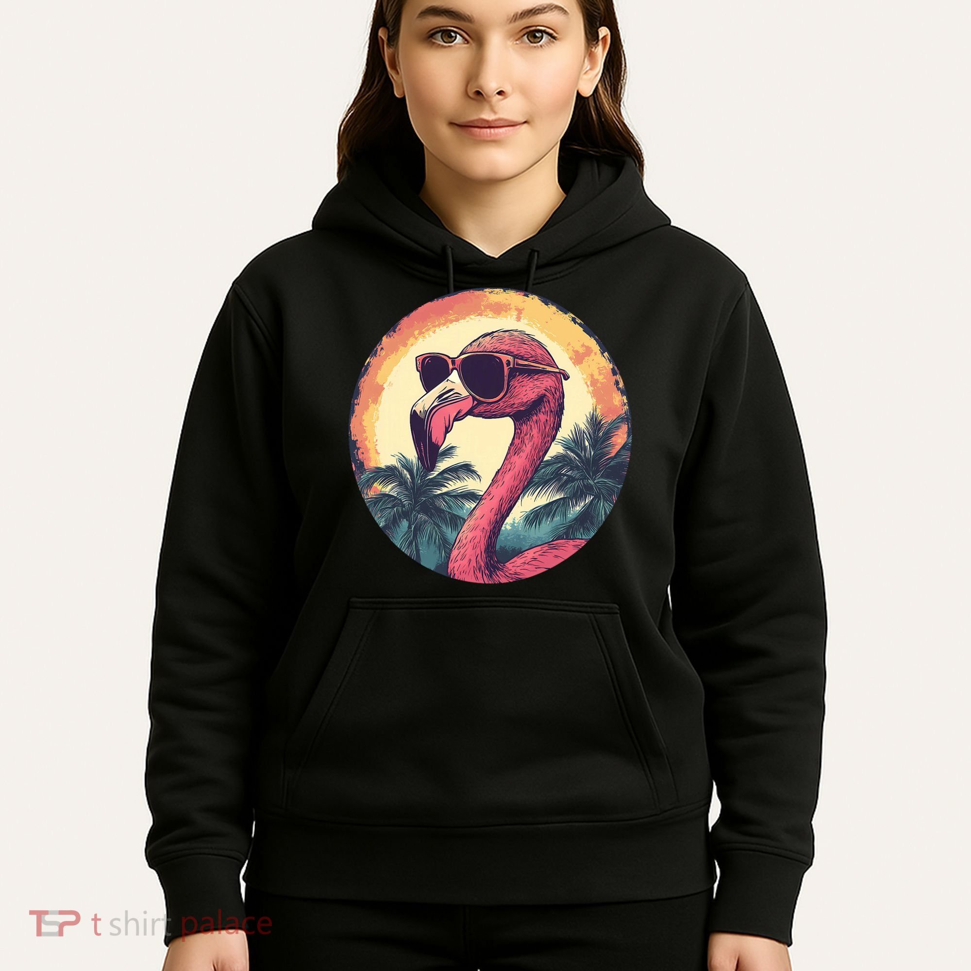 Flamingo Sunglasses Palm Tree Beach Hoodie