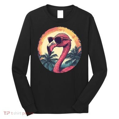 Flamingo Sunglasses Palm Tree Beach Long Sleeve Shirt