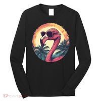Flamingo Sunglasses Palm Tree Beach Long Sleeve Shirt thumb 0
