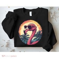 Flamingo Sunglasses Palm Tree Beach Sweatshirt thumb 2
