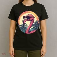 Flamingo Sunglasses Palm Tree Beach T-Shirt thumb 4