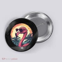 Flamingo Sunglasses Palm Tree Beach Button thumb 0