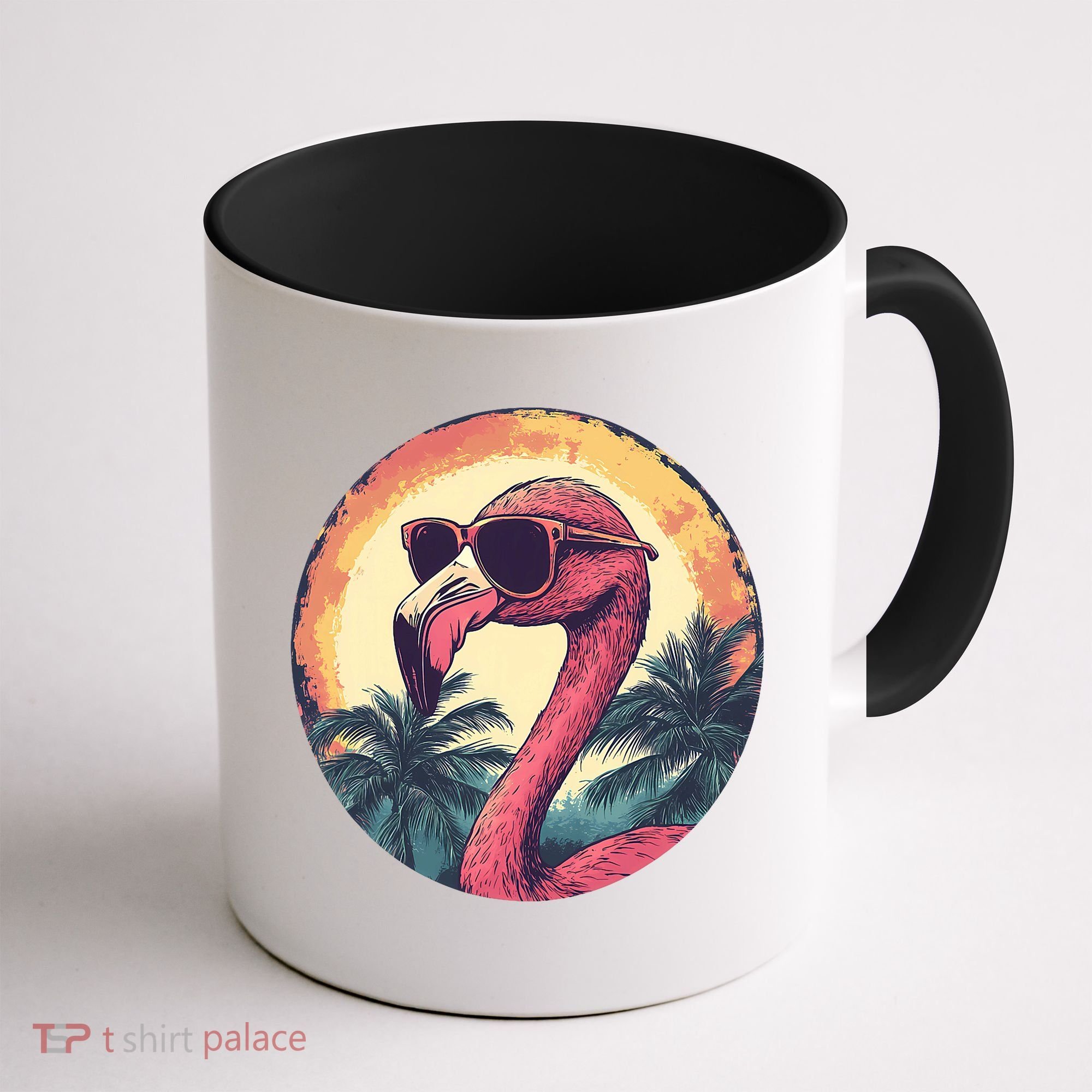 Flamingo Sunglasses Palm Tree Beach Coffee Mug
