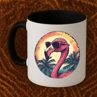 Flamingo Sunglasses Palm Tree Beach Coffee Mug thumb 2
