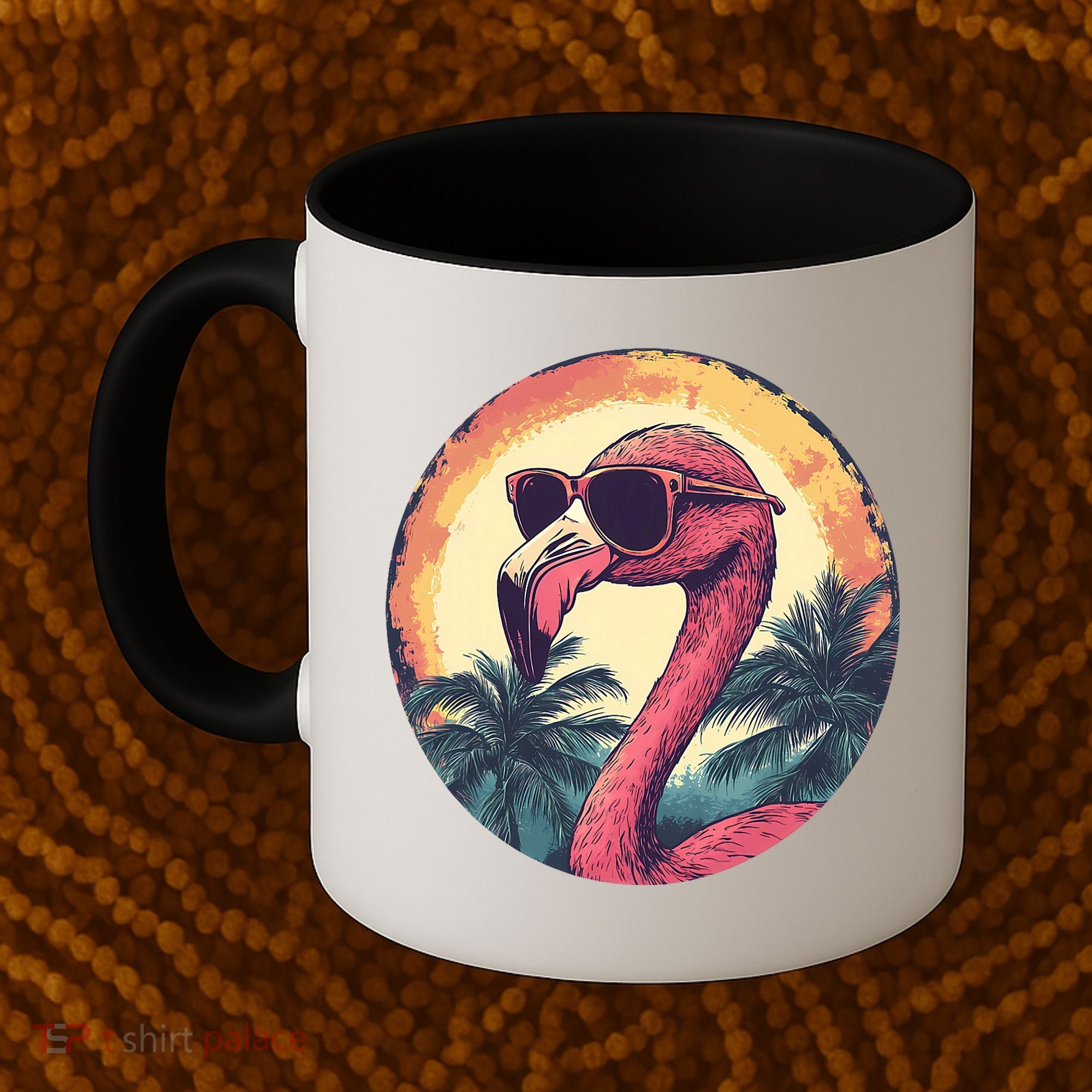 Flamingo Sunglasses Palm Tree Beach Coffee Mug