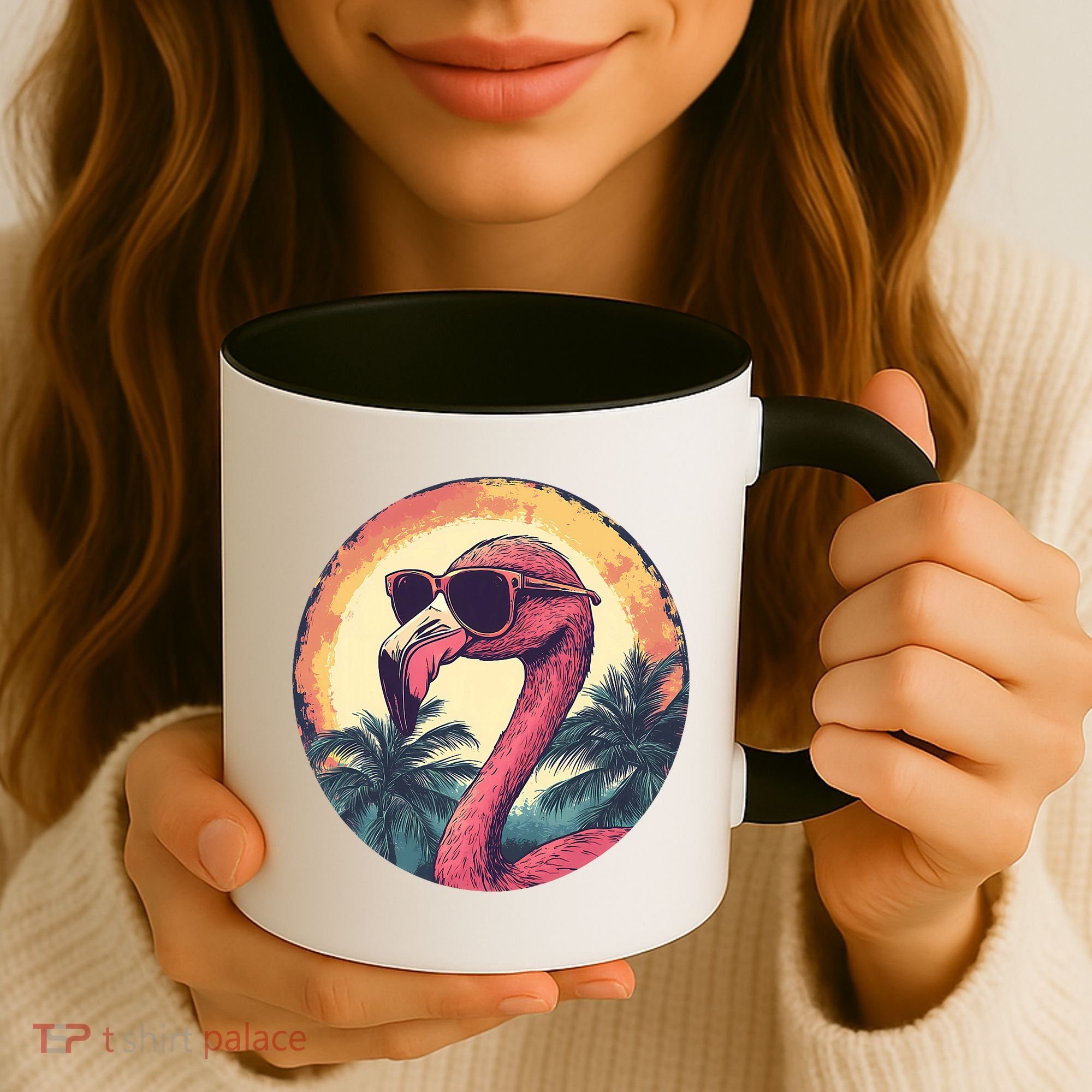 Flamingo Sunglasses Palm Tree Beach Coffee Mug