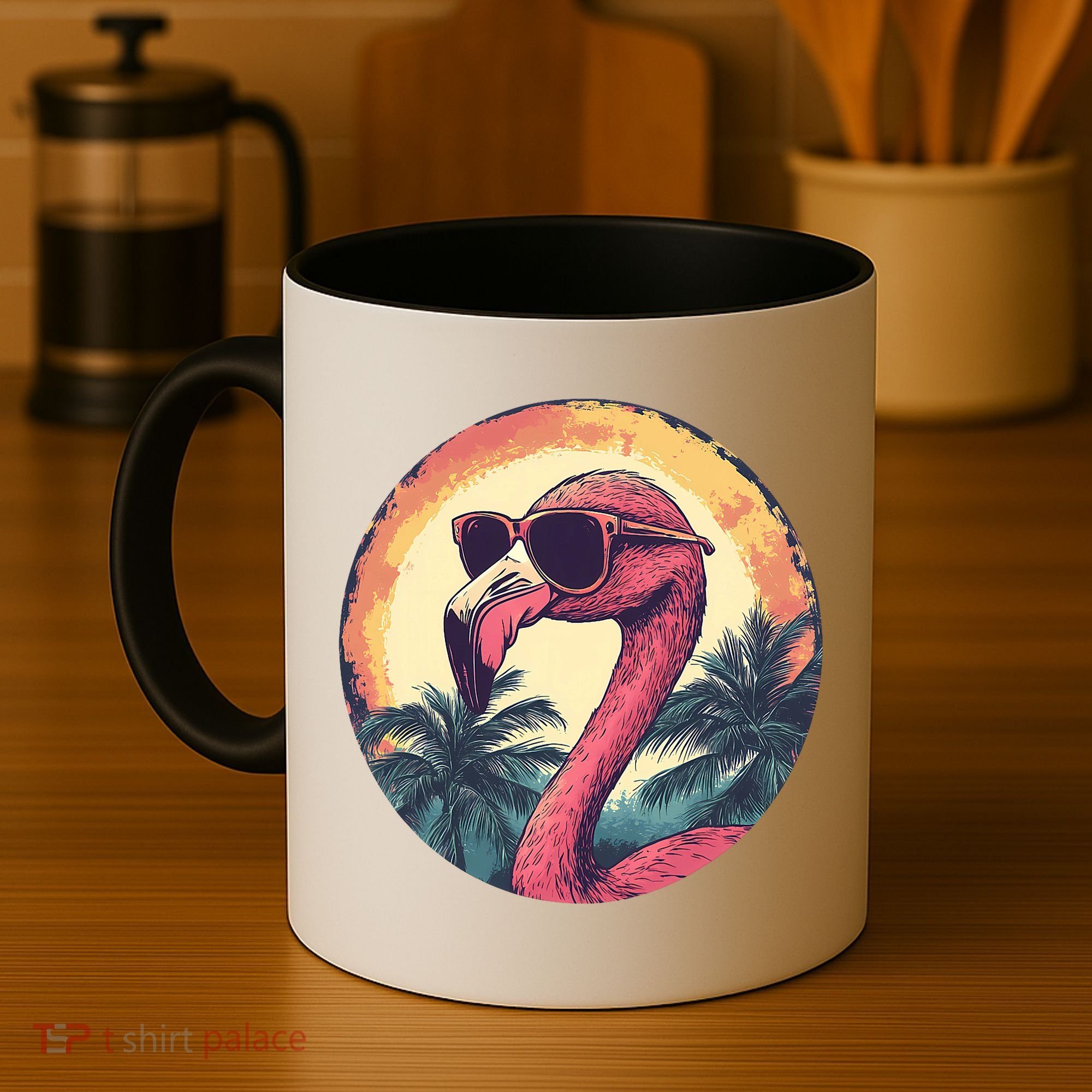 Flamingo Sunglasses Palm Tree Beach Coffee Mug