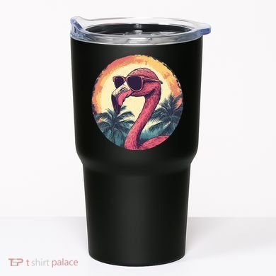 Flamingo Sunglasses Palm Tree Beach Tumbler