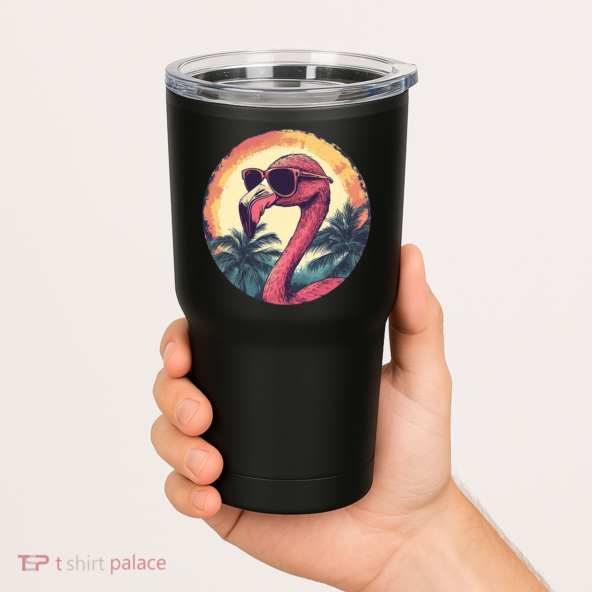 Flamingo Sunglasses Palm Tree Beach Tumbler