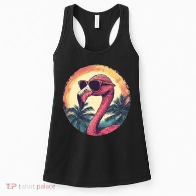 Flamingo Sunglasses Palm Tree Beach Women's Tank Top