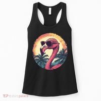 Flamingo Sunglasses Palm Tree Beach Women's Tank Top thumb 0