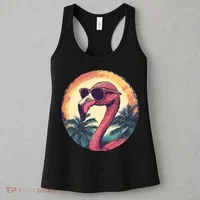Flamingo Sunglasses Palm Tree Beach Women's Tank Top thumb 3