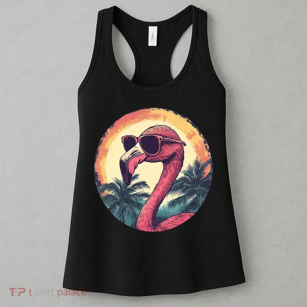 Flamingo Sunglasses Palm Tree Beach Women's Tank Top