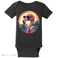 Flamingo Sunglasses Palm Tree Beach Baby Bodysuit thumb 0