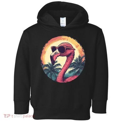 Flamingo Sunglasses Palm Tree Beach Toddler Hoodie