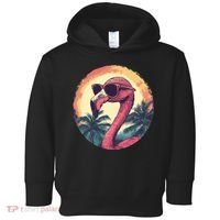 Flamingo Sunglasses Palm Tree Beach Toddler Hoodie thumb 0