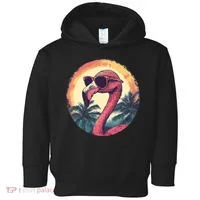 Flamingo Sunglasses Palm Tree Beach Toddler Hoodie thumb 0