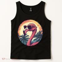 Flamingo Sunglasses Palm Tree Beach Tank Top thumb 2