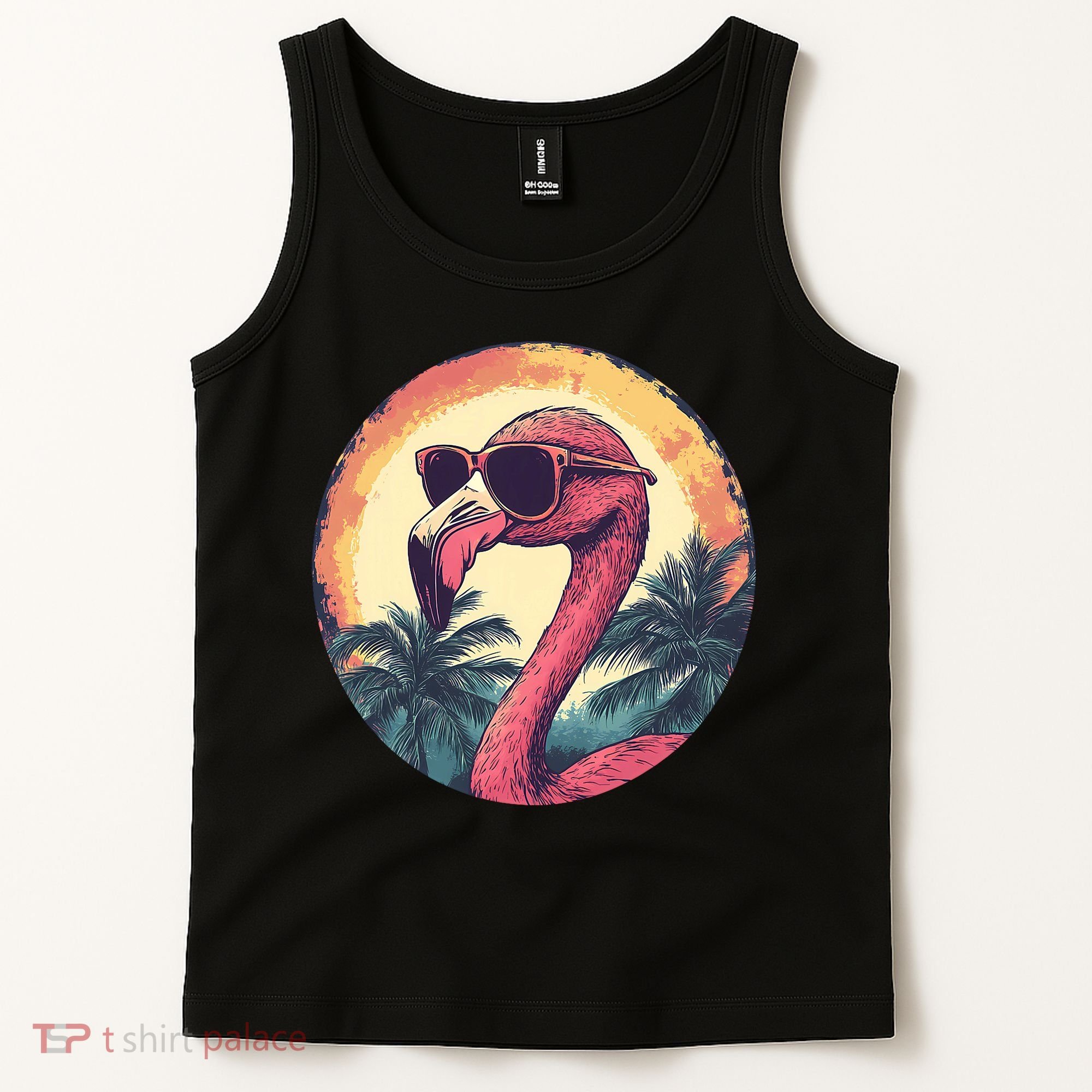 Flamingo Sunglasses Palm Tree Beach Tank Top