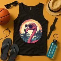 Flamingo Sunglasses Palm Tree Beach Tank Top thumb 4