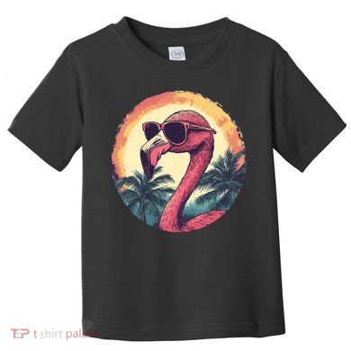 Flamingo Sunglasses Palm Tree Beach Toddler T-Shirt