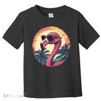 Flamingo Sunglasses Palm Tree Beach Toddler T-Shirt thumb 0