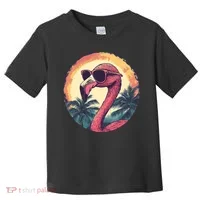 Flamingo Sunglasses Palm Tree Beach Toddler T-Shirt thumb 0