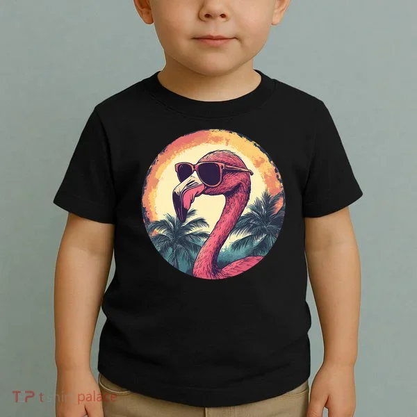 Flamingo Sunglasses Palm Tree Beach Toddler T-Shirt