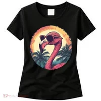 Flamingo Sunglasses Palm Tree Beach Women's T-Shirt thumb 0