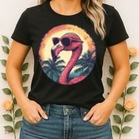 Flamingo Sunglasses Palm Tree Beach Women's T-Shirt thumb 2