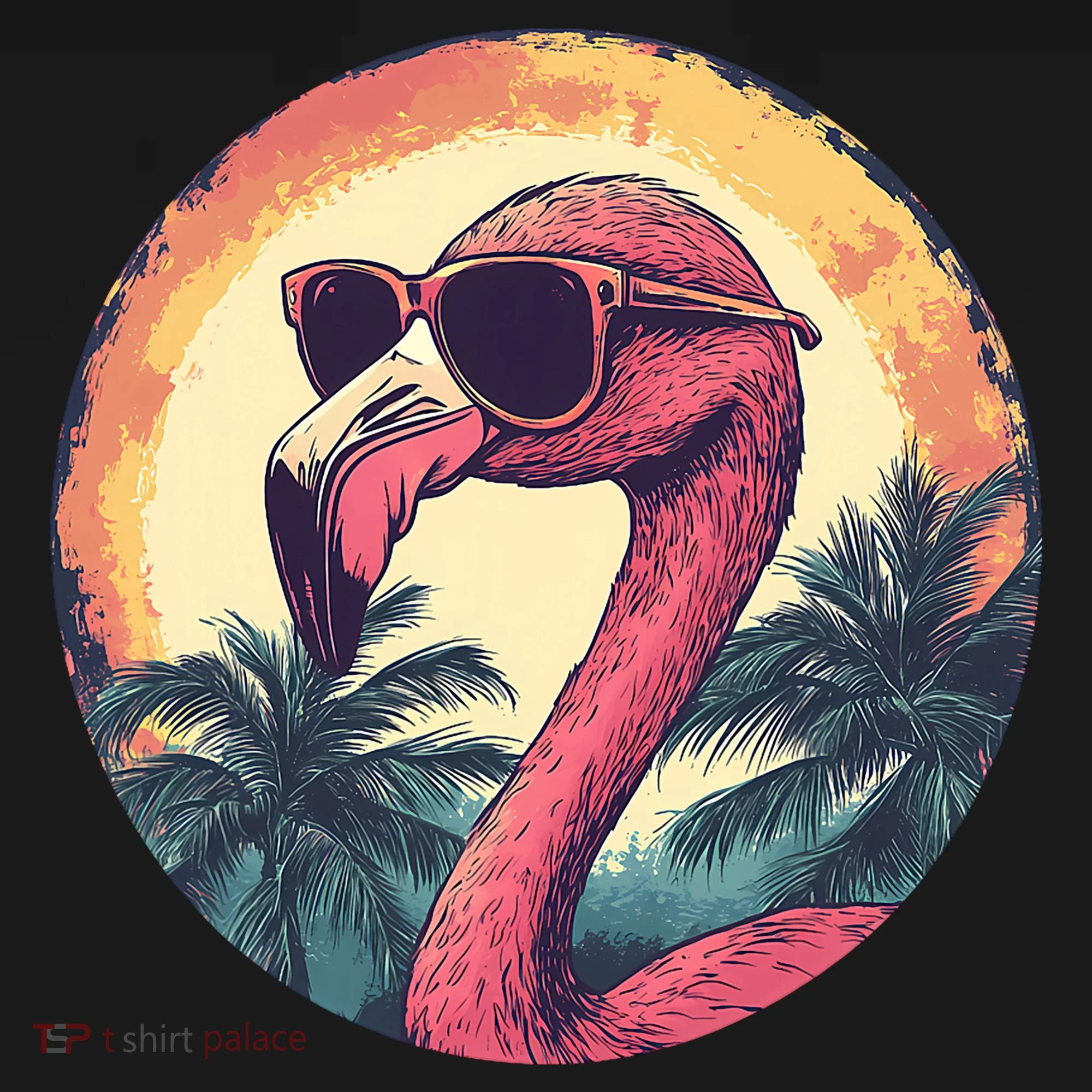 Flamingo Sunglasses Palm Tree Beach Women's T-Shirt