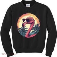 Flamingo Sunglasses Palm Tree Beach Kids Sweatshirt thumb 0