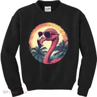 Flamingo Sunglasses Palm Tree Beach Kids Sweatshirt thumb 0