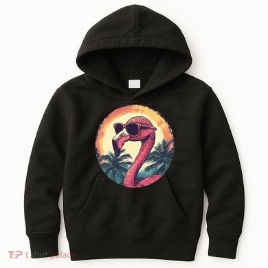 Flamingo Sunglasses Palm Tree Beach Kids Hoodie