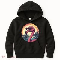 Flamingo Sunglasses Palm Tree Beach Kids Hoodie thumb 0