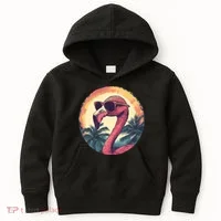 Flamingo Sunglasses Palm Tree Beach Kids Hoodie thumb 0
