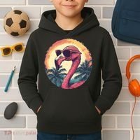Flamingo Sunglasses Palm Tree Beach Kids Hoodie thumb 2