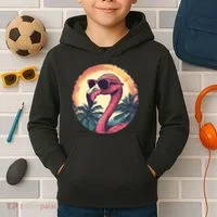 Flamingo Sunglasses Palm Tree Beach Kids Hoodie thumb 2