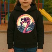 Flamingo Sunglasses Palm Tree Beach Kids Hoodie thumb 3