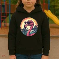Flamingo Sunglasses Palm Tree Beach Kids Hoodie thumb 3