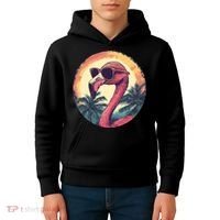 Flamingo Sunglasses Palm Tree Beach Kids Hoodie thumb 4
