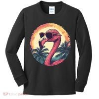 Flamingo Sunglasses Palm Tree Beach Kids Long Sleeve Shirt thumb 0