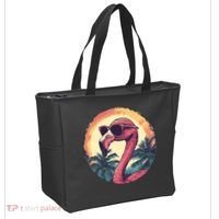 Flamingo Sunglasses Palm Tree Beach Tote Bag thumb 2