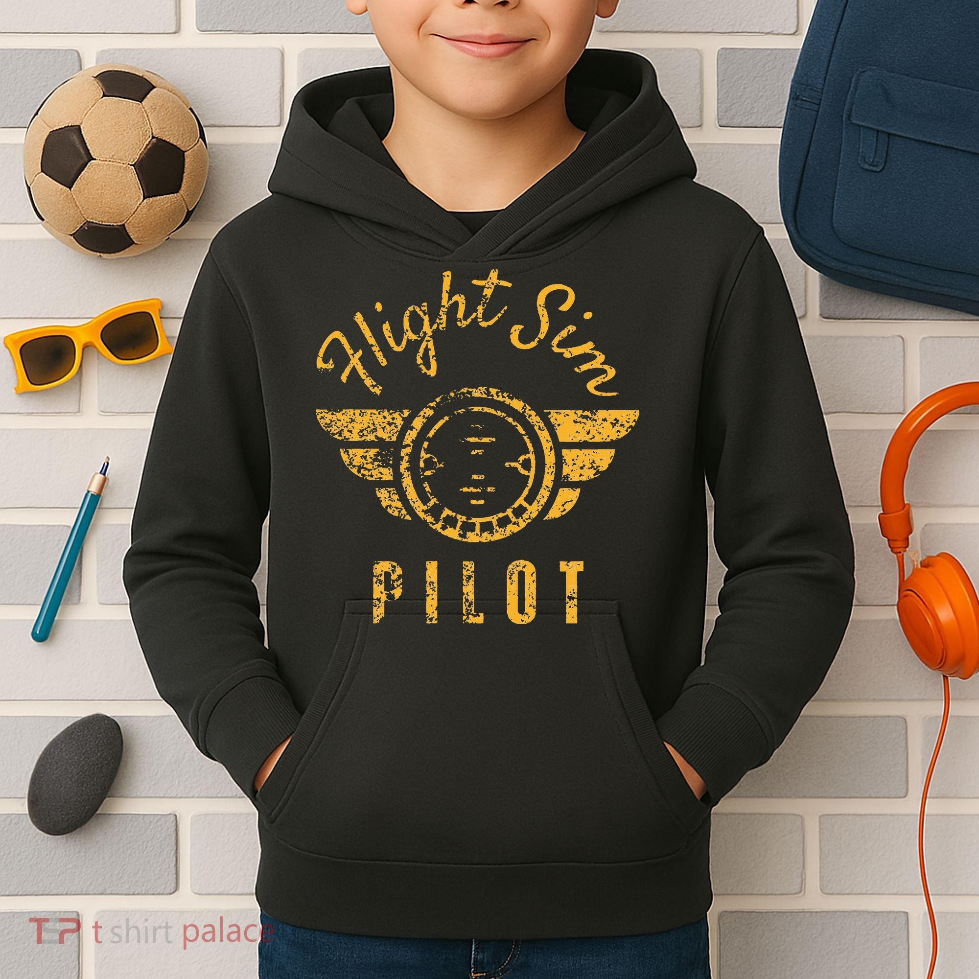 Flight Simulator Pilot Kids Hoodie