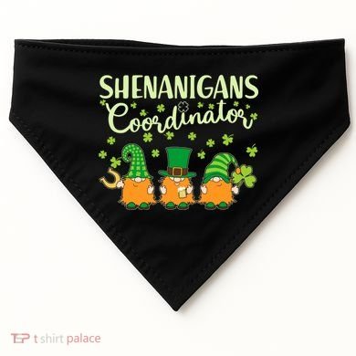 Funny St Patricks Day Shenanigans Coordinator Gnomes USA-Made Doggie Bandana