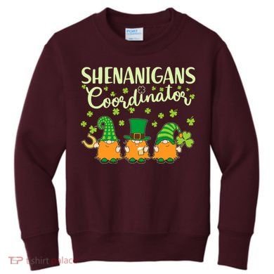 Funny St Patricks Day Shenanigans Coordinator Gnomes Kids Sweatshirt